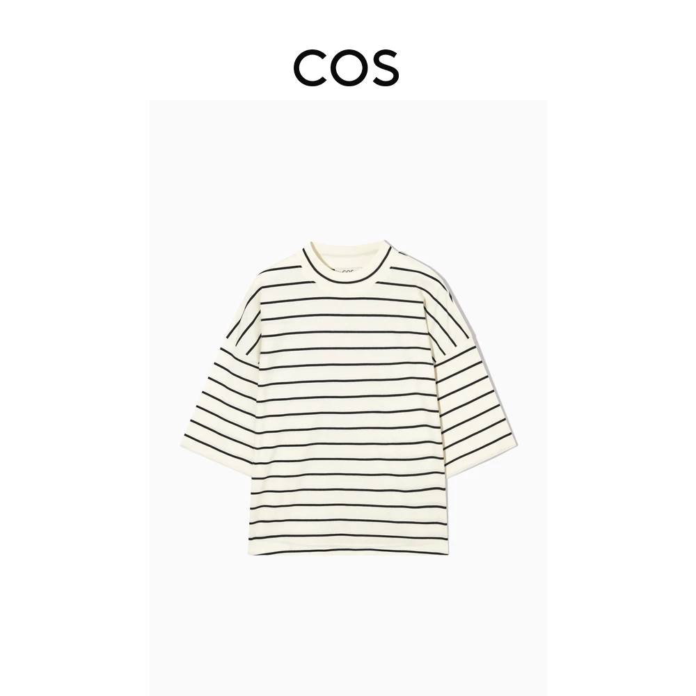 COS女装 宽松版型半高领五分袖T恤新品1108753007M