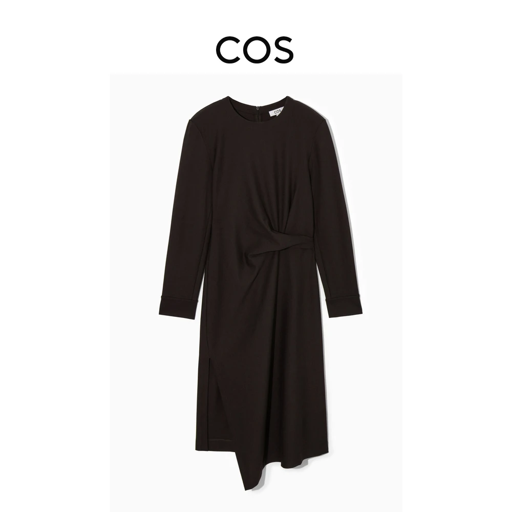COS女装 休闲版型不对称抓褶连衣裙2024新品1194849003