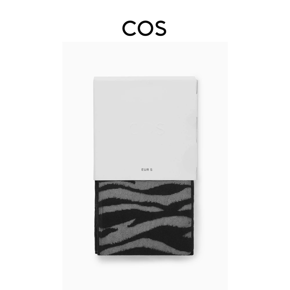 COS女士 斑马纹理紧身裤袜黑色1211659001