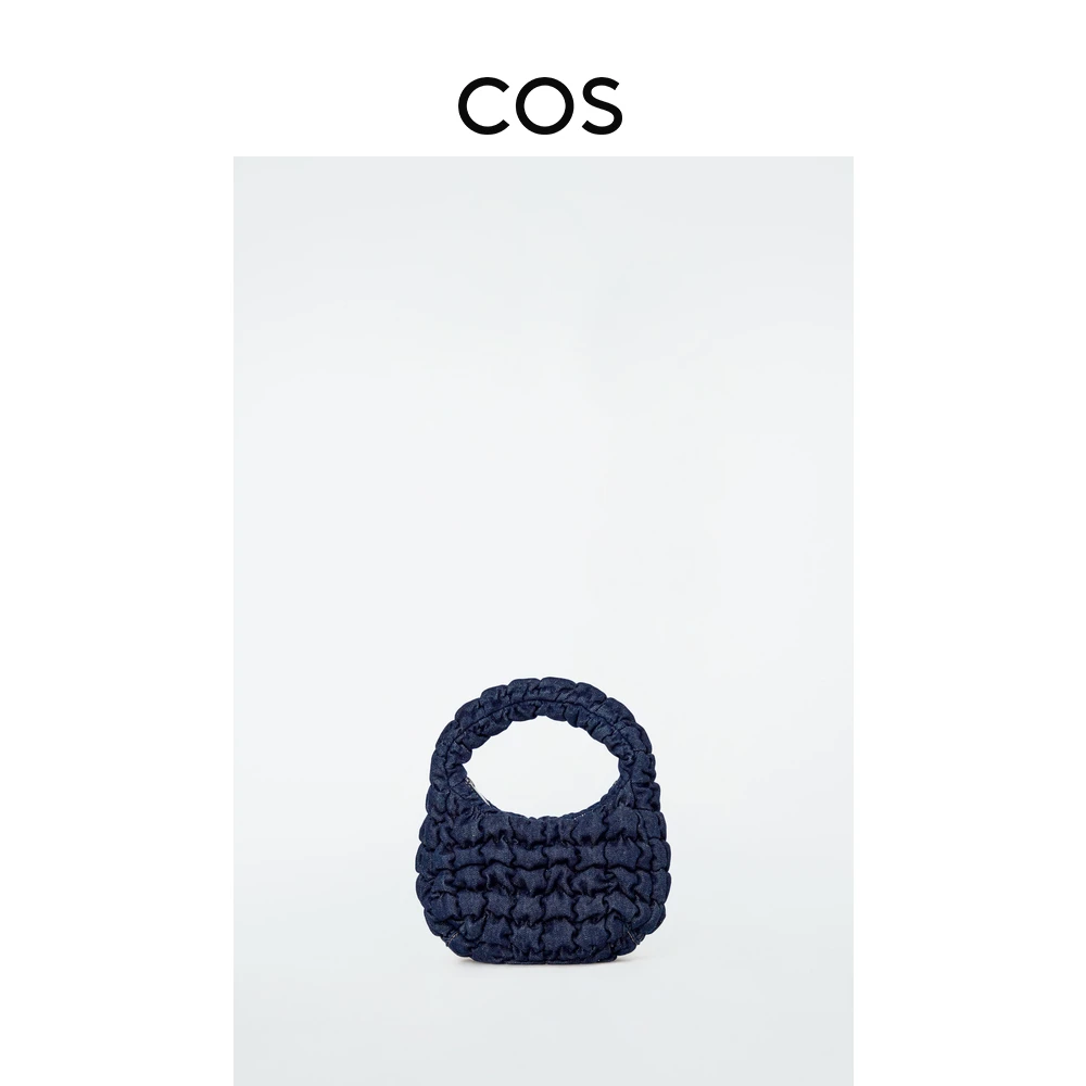 COS女士 绗缝纹理拉链式指尖云朵包丹宁色2024新品1171064013