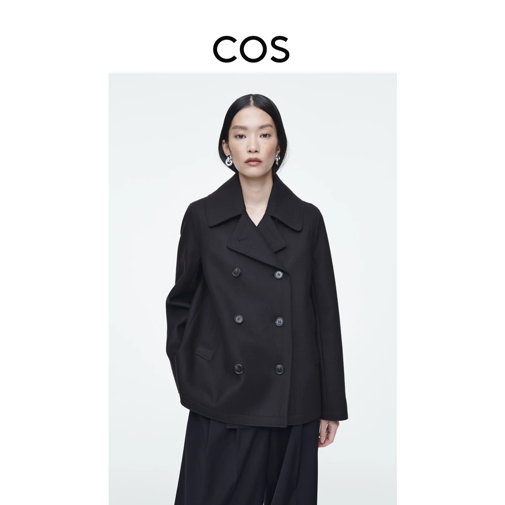 COS女装 标准版型双排扣羊毛混纺大衣新品1258595001