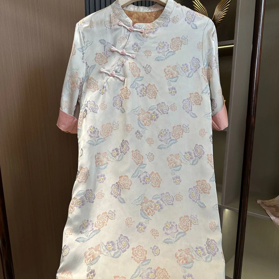 中式连衣裙国风圆领显瘦女装连衣裙宽松连衣裙中国风