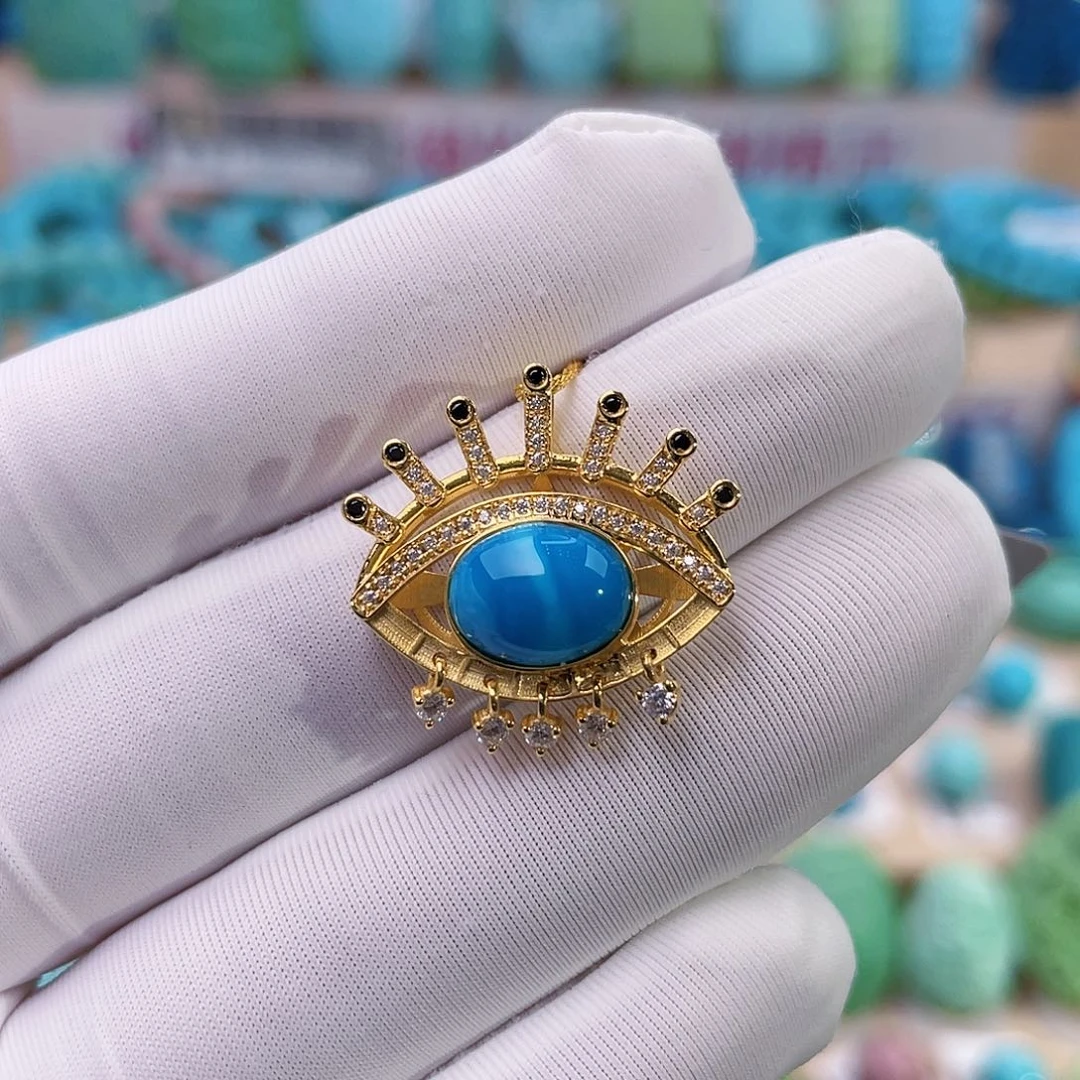 绿松石珠宝奇石18K金镶嵌