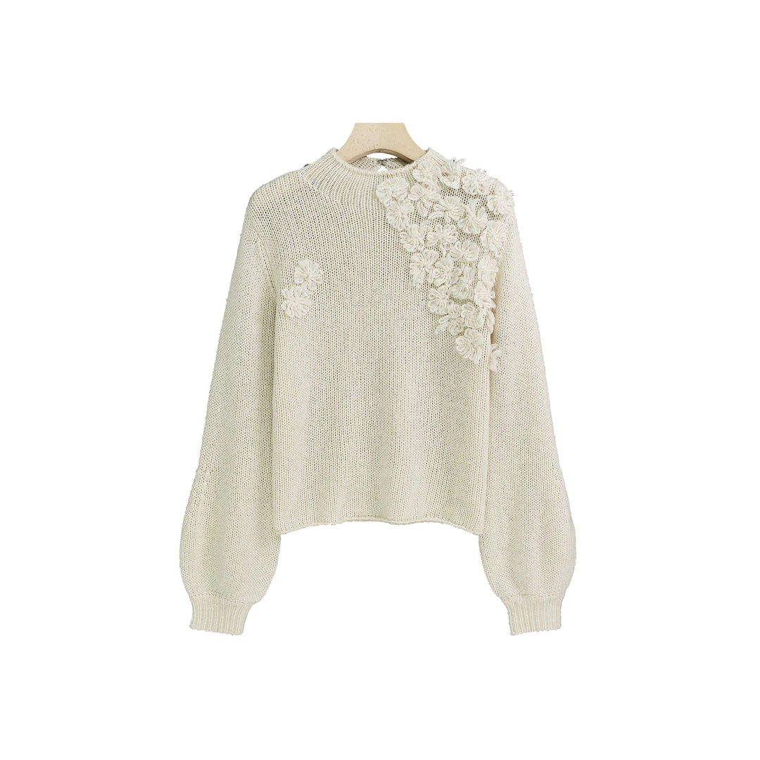 【越越】花径拾梦~慵懒气质花朵秋冬针织衫上衣女Y13088-GB