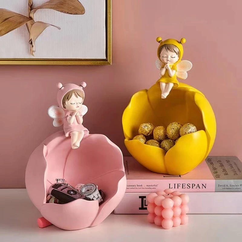 蜜蜂精灵钥匙收纳摆件轻奢高档花仙子玄关创意女孩家居客厅装饰品