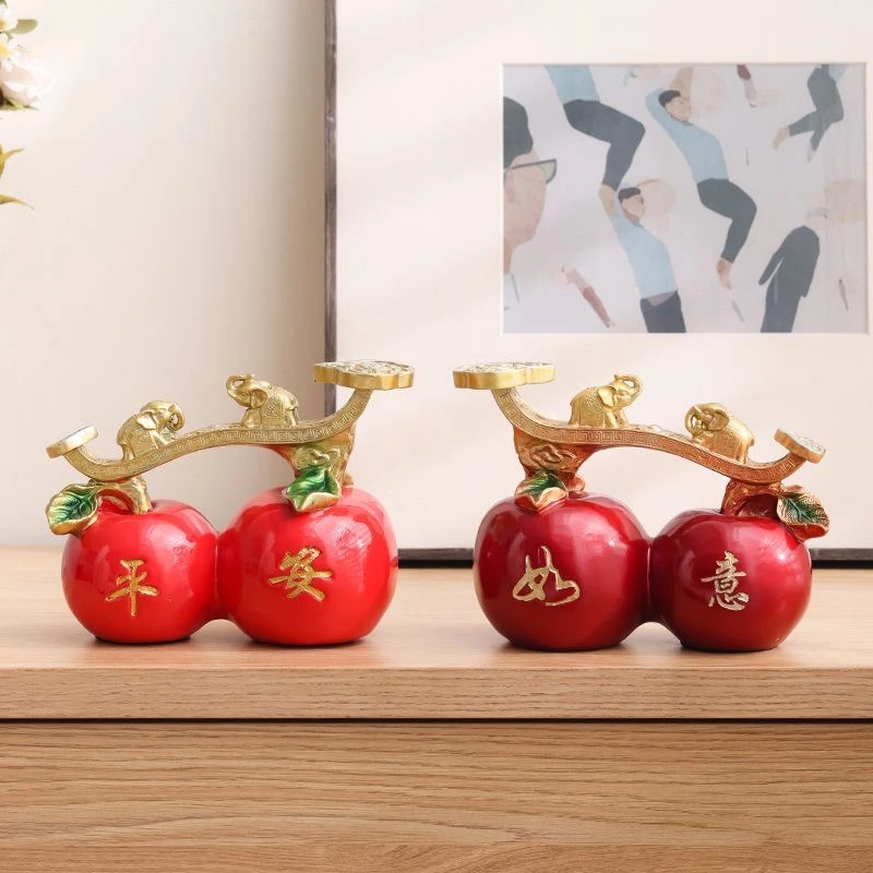 福禄平安苹果摆件中式客厅电视柜酒柜玄关装饰品乔迁新居礼品