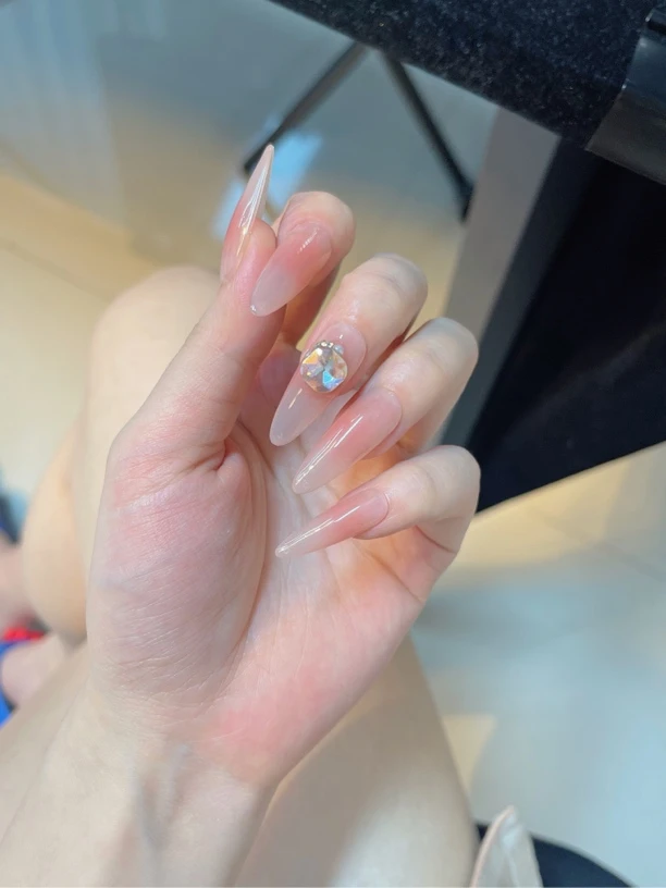 纯欲冰透蜜桃腮红手工穿戴甲中长款