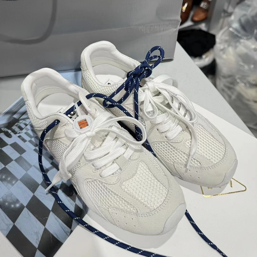 诗歌兰真皮女鞋2024春新品内增高系带时尚网面休闲运动鞋板鞋球鞋