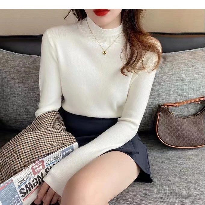 【A28款】针织衫女秋冬半高领打底衫小香风内搭羊年新款上衣