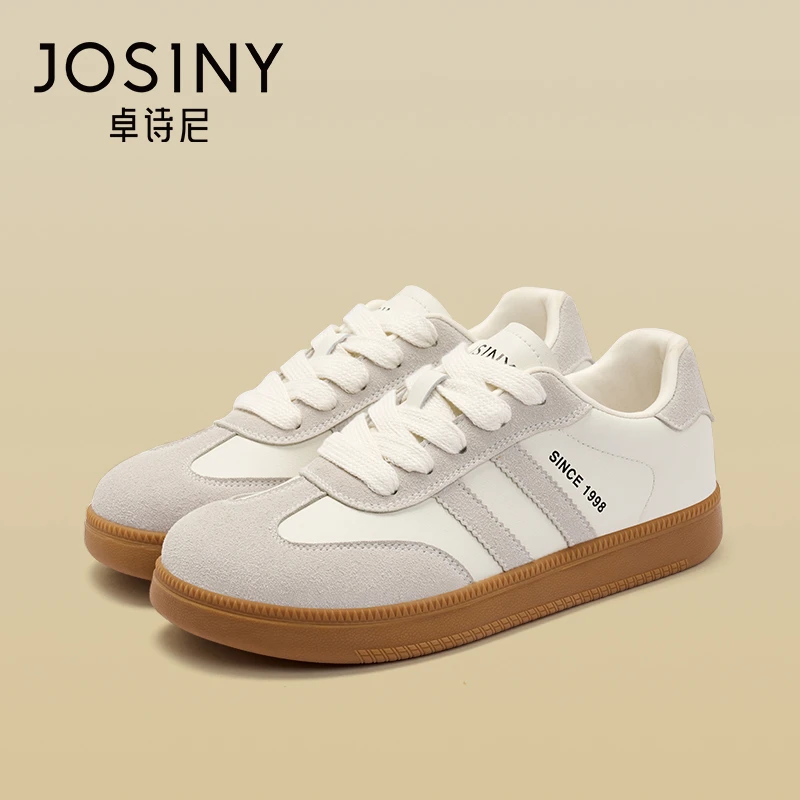 卓诗尼德训鞋2025年春季新款运动透气系带板鞋百搭休闲厚底小白鞋