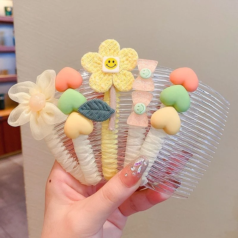 韩系儿童插梳小女孩后脑勺碎发整理神器女童卡通发卡碎发梳头饰品