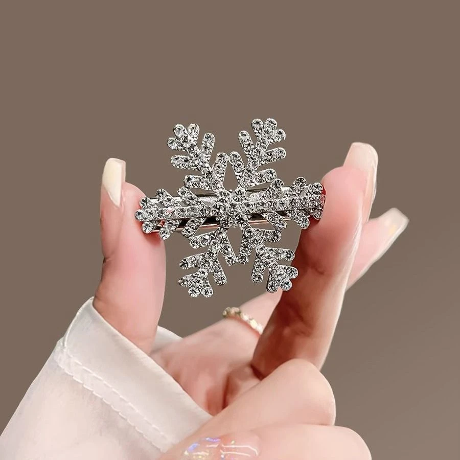 满钻雪花发夹女小众设计刘海夹子侧边夹网红发卡圣诞发饰创意头饰