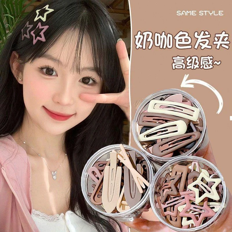 咖色发夹女侧边刘海鸭嘴夹2023年新款一字夹发卡简约气质碎发夹子