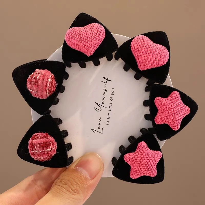 儿童猫耳朵抓夹可爱宝宝植绒豆豆发夹小女孩公主碎发夹子宝宝发饰