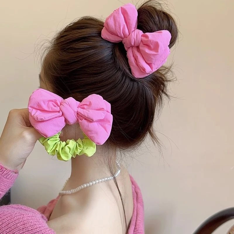 2条装 可爱百搭蝴蝶结发绳甜美糖果色发圈头绳扎头发皮筋发饰头饰