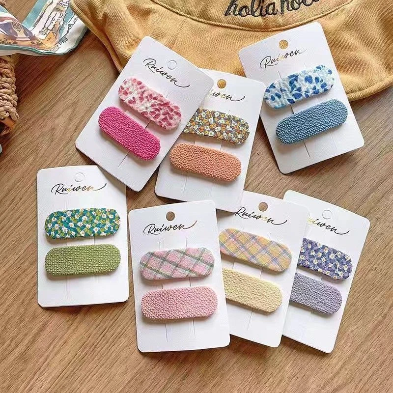韩版女孩可爱方形布艺碎花bb夹新款甜美亲子款边夹格纹发夹发卡