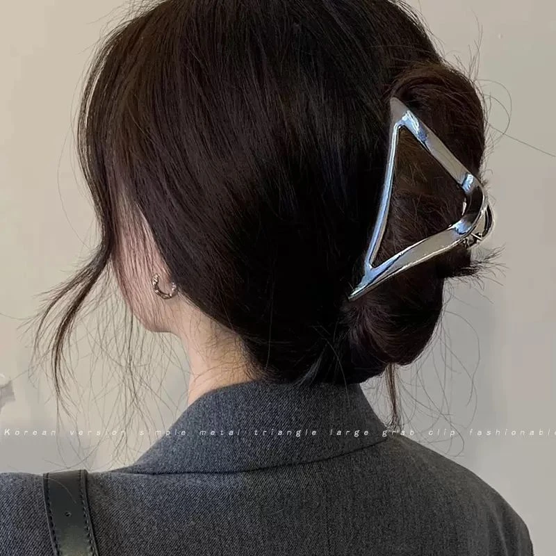 简约ins金属发夹女三角鲨鱼夹气质网红抓夹大号高级感百搭鲨鱼夹