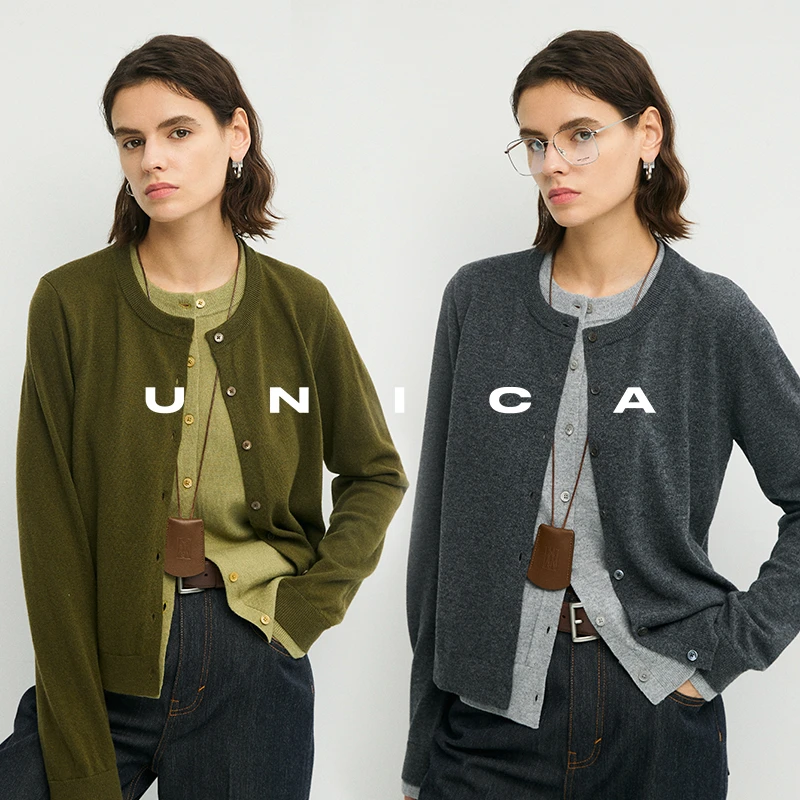 UNICA/撞色假2件叠穿神器_柔感松弛感百搭针织开衫