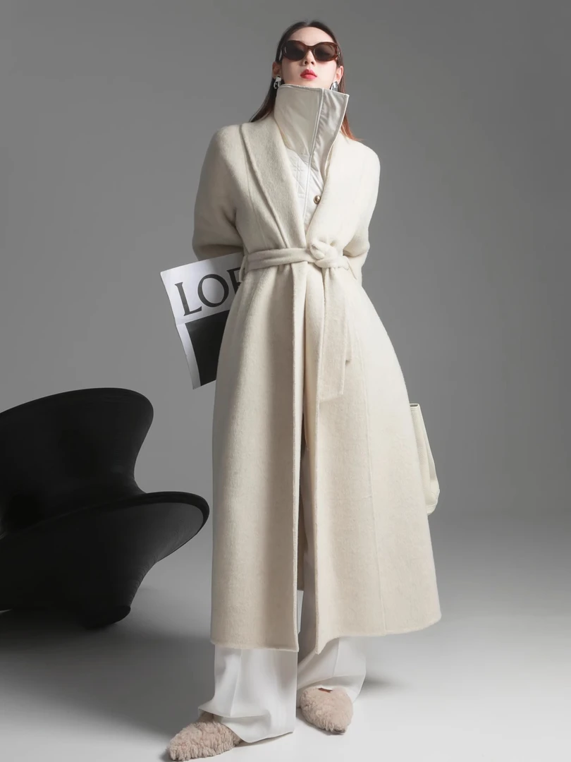 Meili-极简青果领浴袍设计双面大衣套高级感秋冬季时尚PI22A0714