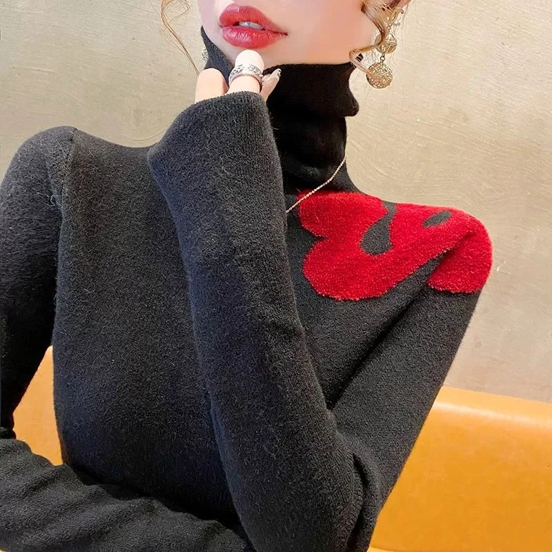 YH#高领毛衣女针织衫冬季新款洋气时髦时尚设计感打底DY11756