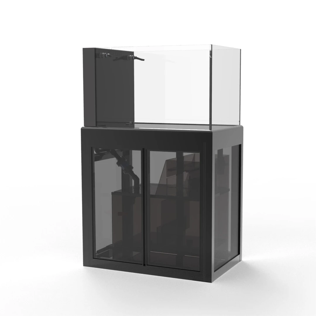 YEKAL/粤嘉乐兰寿鱼缸 工业风窄款侧溢流 铝合金柜子透明玻璃门板