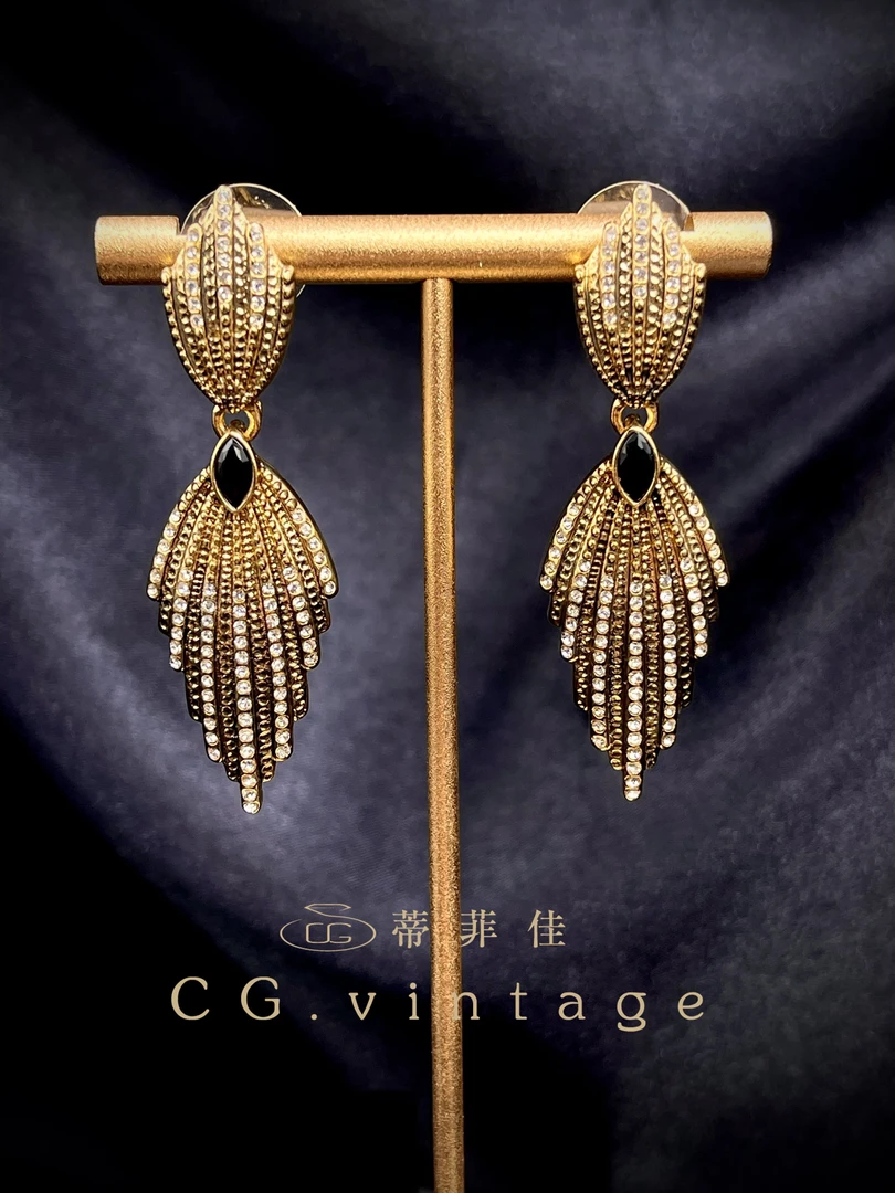 铜合金珐琅耳饰 CG.vintage【小步舞曲】手工气质轻奢时尚百搭复古