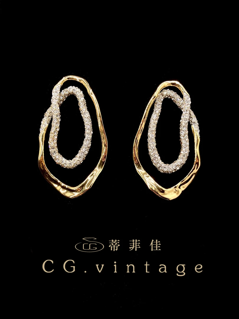 铜合金耳饰 CG.vintage【0148】气质轻奢时尚百搭法式小众简约
