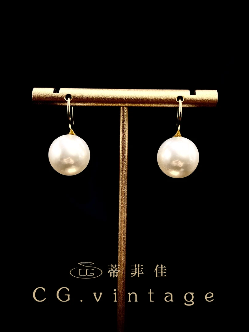 铜合金珐琅耳饰 CG.vintage【0183】气质白色轻奢时尚百搭法式