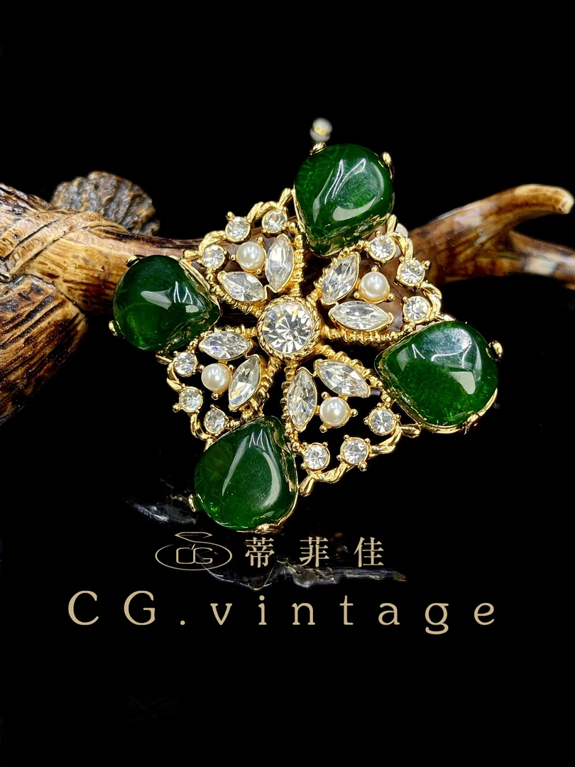 铜合金珐琅胸针 CG.vintage【玉玲珑】胸针古风手工绿色设计师奢华