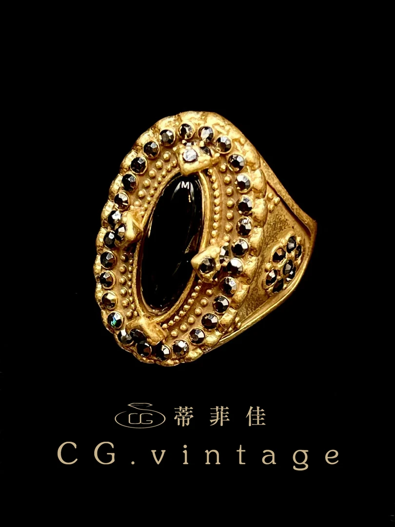 铜合金莫桑石戒指 CG.vintage【路易十四】手工气质轻奢复古金色