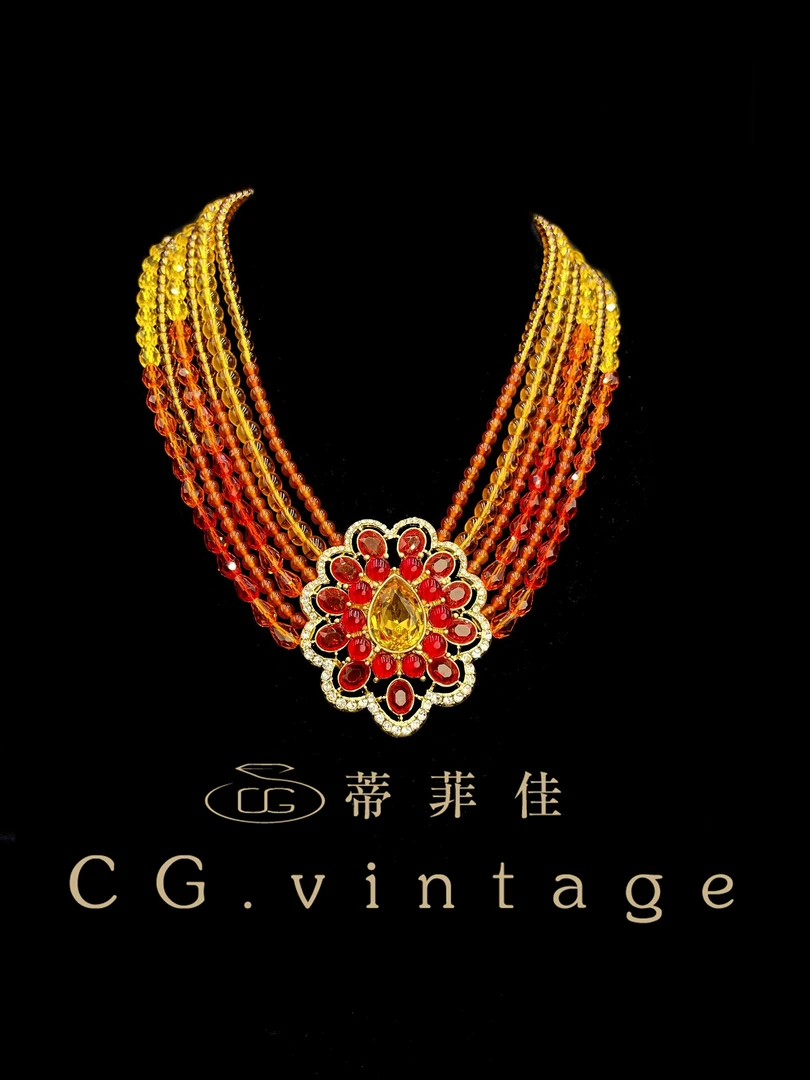 铜合金珐琅项链 CG.vintage【凤羽】藏族饰品手工复古红色古风时尚