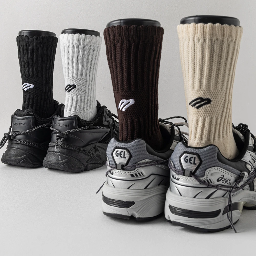 黑色M袜子男士秋冬长袜毛巾底加厚保暖灰色中筒高腰潮牌复古长筒