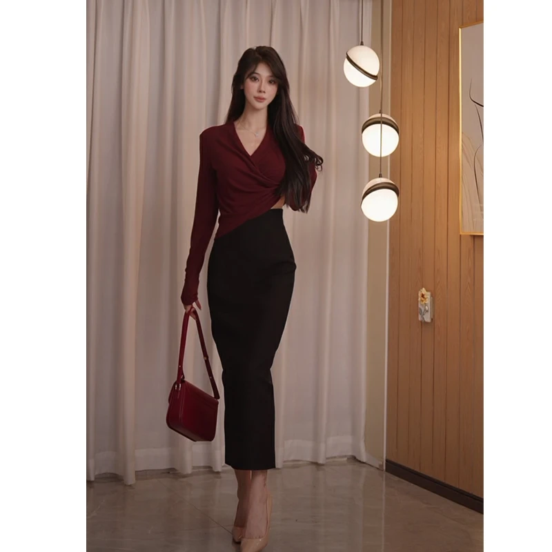 秋季长裙2025新款西装裙修身显瘦半身裙高档优雅通勤时尚长裙子