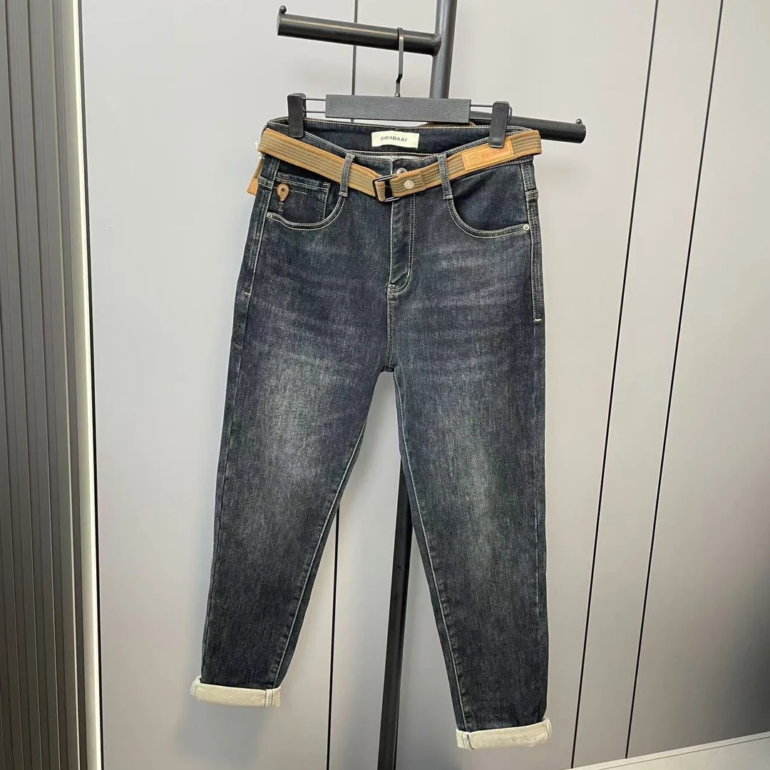 2468901男装秋冬加厚磨毛牛仔裤