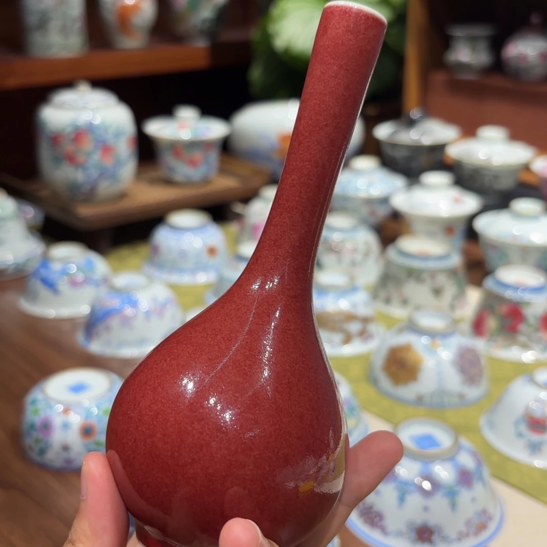 豇豆红 手工瓶……