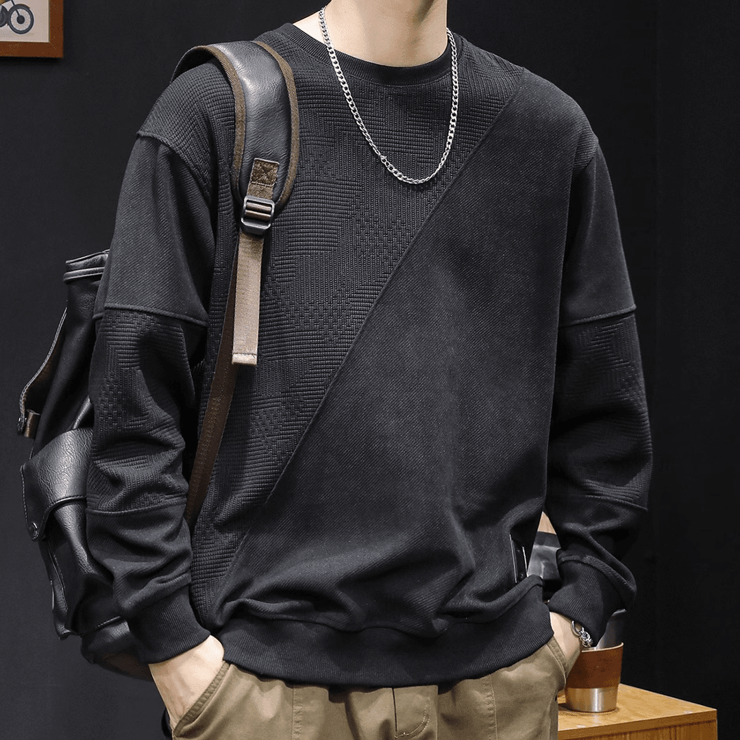 潮牌加绒百搭男秋冬款拼接男款衣服冬季2024新款男士长袖大码男装