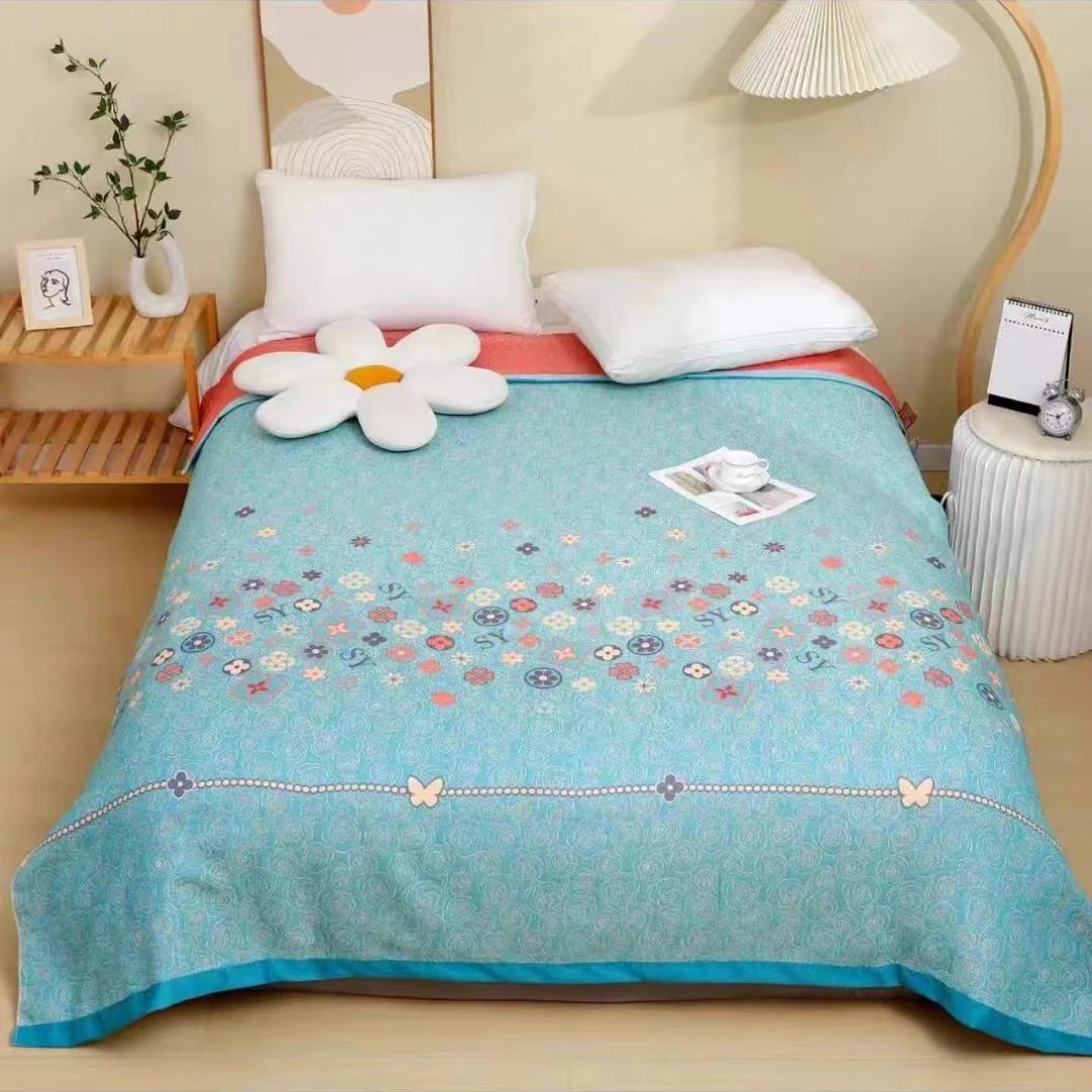 【墨蓝】150*200cm纯棉纱布多功能亲肤床盖