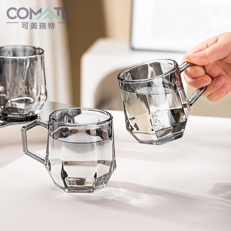 【可美瑞特】北欧INS风钻石切割六角把杯烟灰、琥珀早餐杯牛奶杯