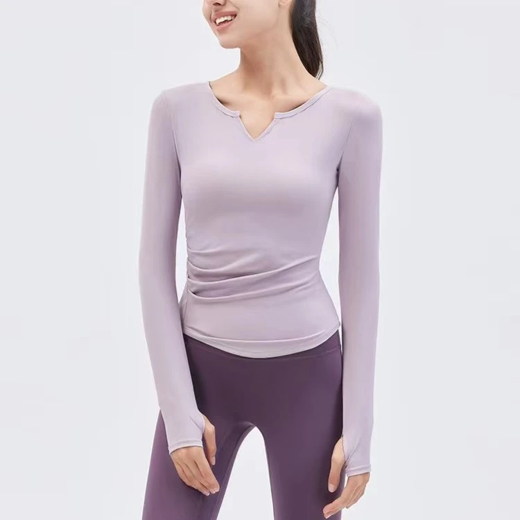 V领紧身性感瑜伽服套装女跑步速干显瘦健身ins时尚休闲运动长袖