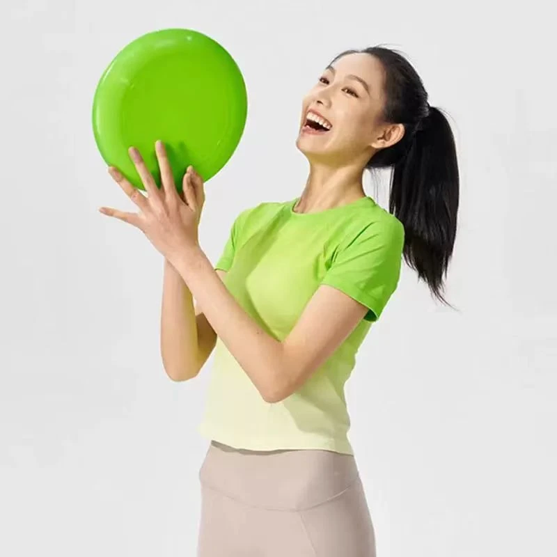 夏季圆领运动渐变薄款上衣吸汗跑步T恤训练显瘦速干瑜伽健身服女
