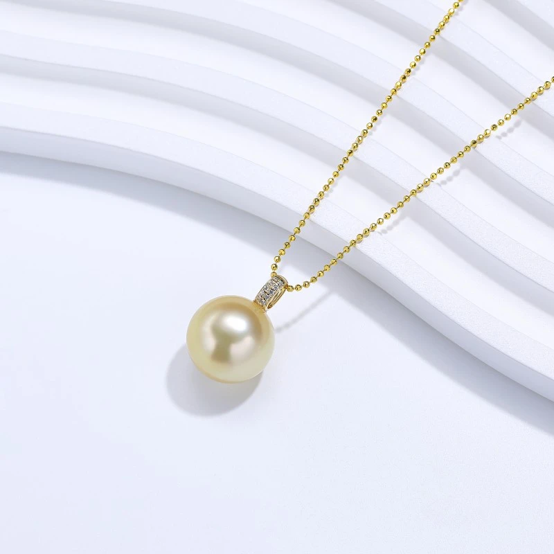 【大D】18K金/金珠吊坠/13-14MM