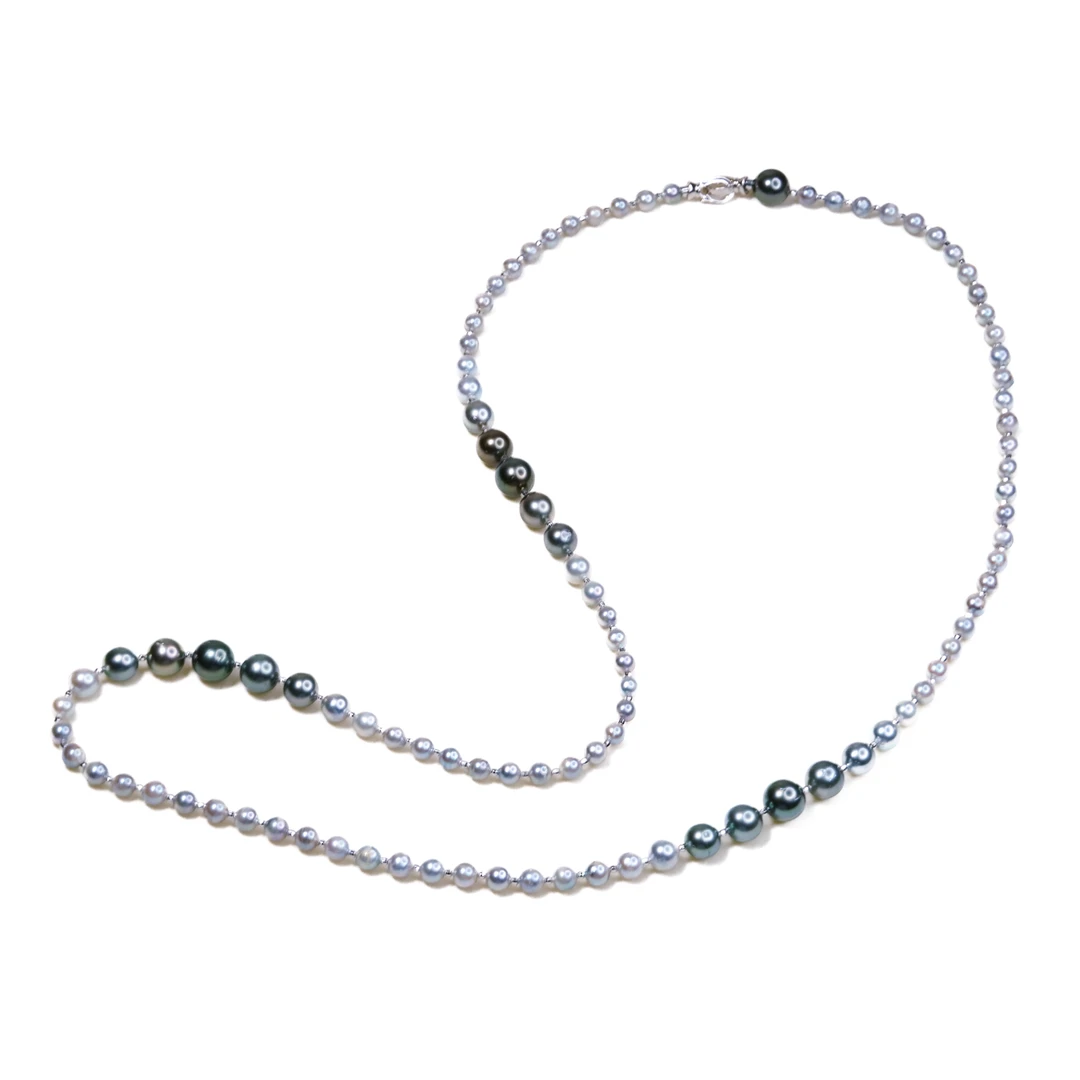 【大D】大溪地+真多麻渐变长款全珠链/大溪地8-11MM/真多麻5-8MM