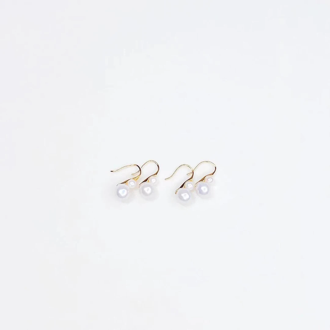 【大D】淡水双珠圆巴高跟鞋耳钩/小珠4-5MM/大珠9-10MM（多样性发一）