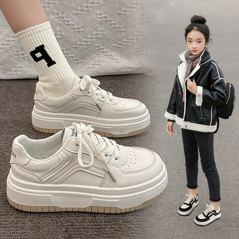 女童鞋子2025新款春秋中大童板鞋儿童运动鞋学生休闲鞋女孩小白鞋