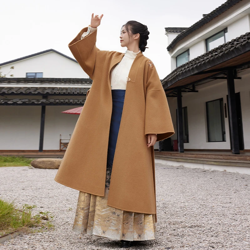 听旬【星河大衣】冬季新中式改良明制披袄国风纯羊毛双面呢大衣女