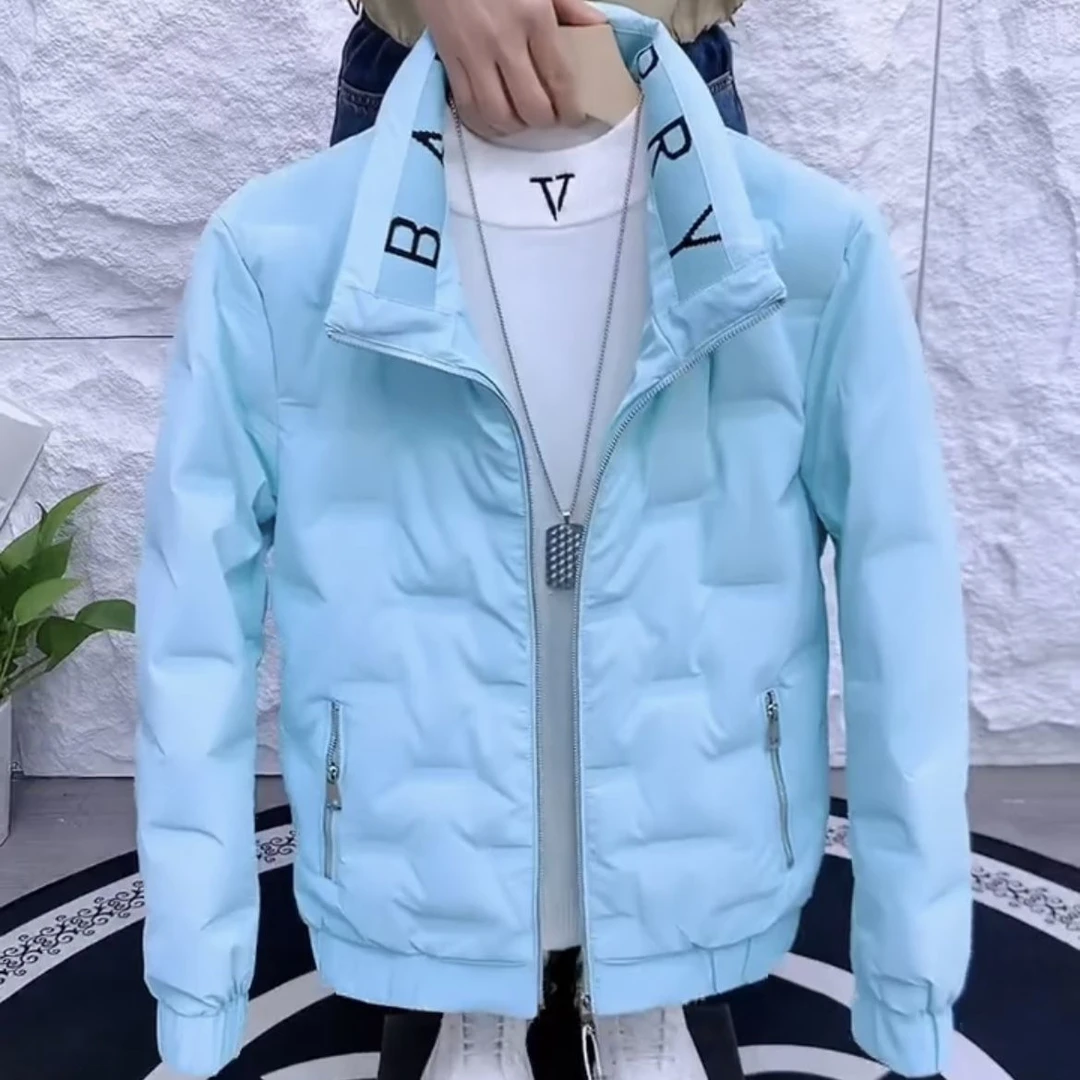 男士衣外套保暖冬季新款服立领色韩版潮流修身加厚袄