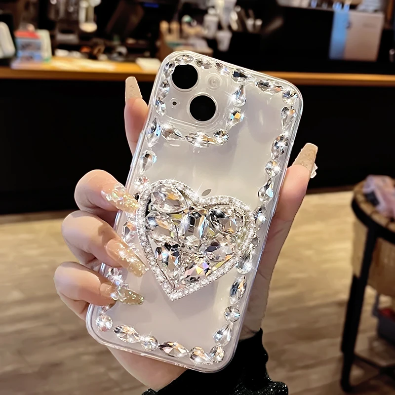 苹果15爱心支架17promax钻14plus华为vivo全包oppo手机壳16荣耀13