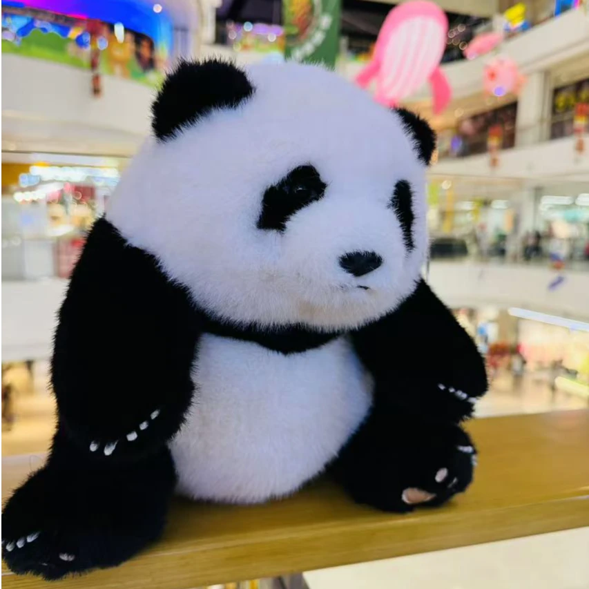 大熊猫3月龄 花花28厘米高基地 仿真水貂毛玩偶摆件礼物