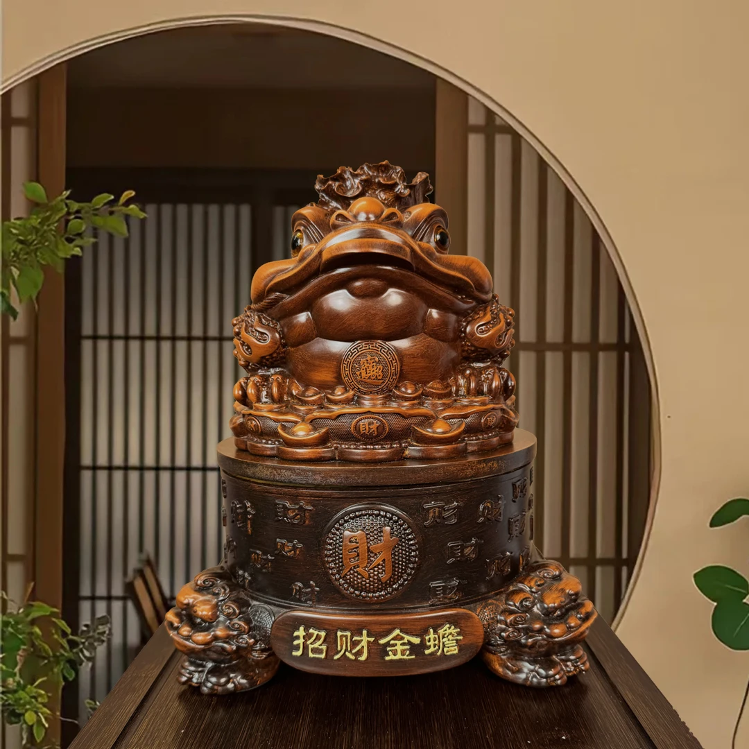 旺旺家居【招财金蟾】旋转金蟾摆件招财进宝背白菜貔貅底座前台送礼