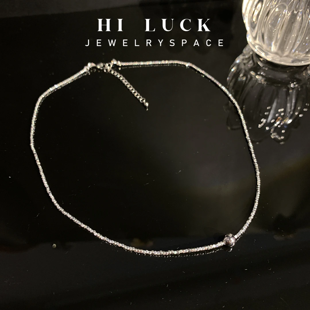 铜合金项链 Hiluck小众轻奢银色球球不规则简约气质碎银子项链！
